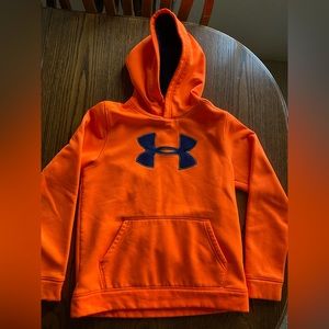 Boys Under Armour youth LG orange and blue sweatshirt